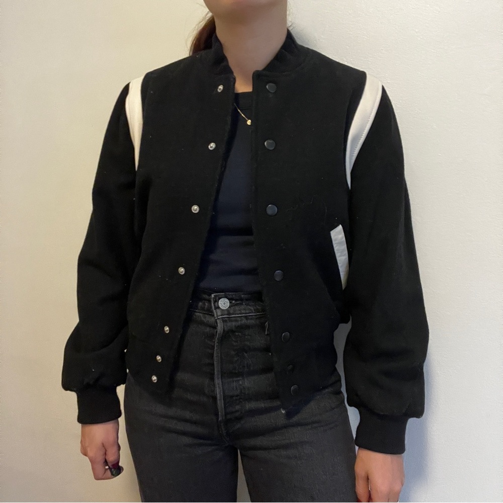 Aritzia Black Jacket with White Accents